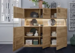 Highboard inkl.Beleuchtung 165x145cm 'Monza' Wildeiche geölt