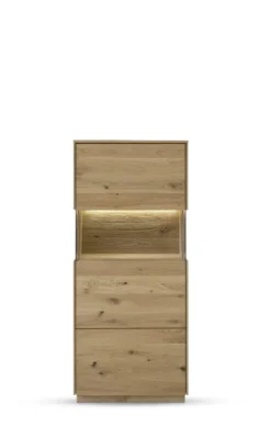 Highboard m.Glastüre 63x145cm 'München' Wildeiche geölt