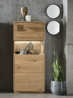 Highboard m.Glastüre 63x145cm 'Monza' Wildeiche geölt