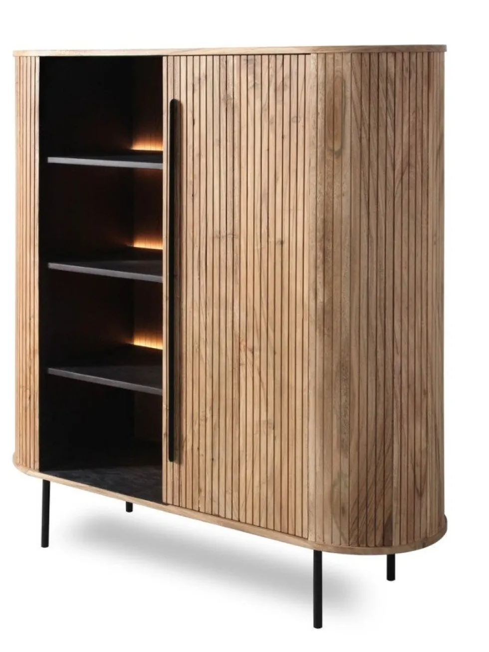 Highboard mit Beleuchtung 118cm 'Atlantic' Akazie massiv