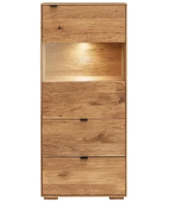 Highboard mit Beleuchtung 60x140cm 'Montana' Wildeiche geölt