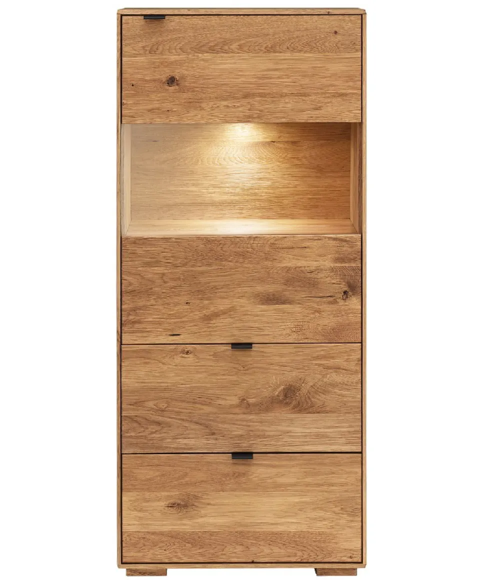 Highboard mit Beleuchtung 60x140cm 'Montana' Wildeiche geölt