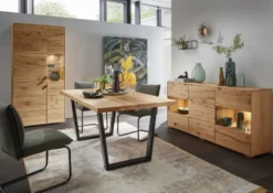 Highboard mit Beleuchtung 60x140cm 'Montana' Kernbuche geölt