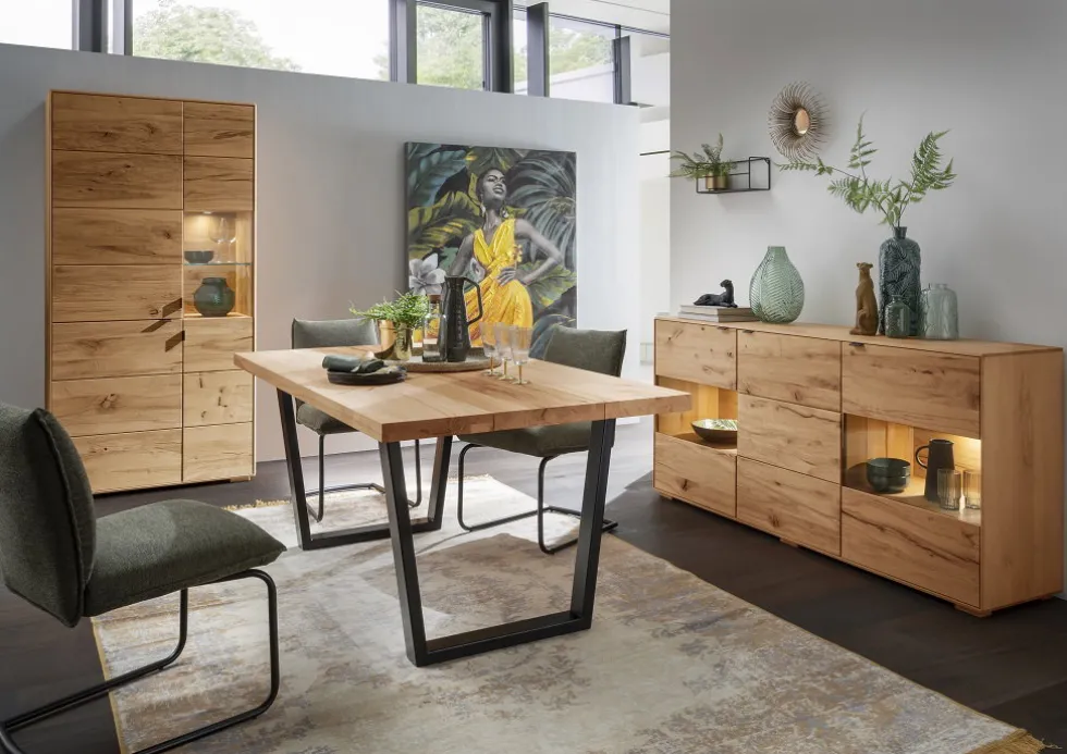 Highboard mit Beleuchtung 60x140cm 'Montana' Kernbuche geölt