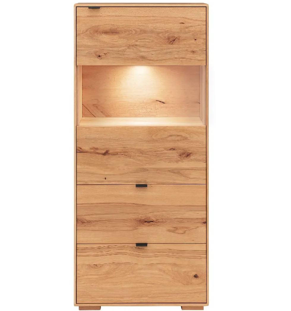Highboard mit Beleuchtung 60x140cm 'Montana' Kernbuche geölt