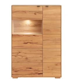 Highboard mit Beleuchtung 96x140cm 'Montana' Kernbuche geölt