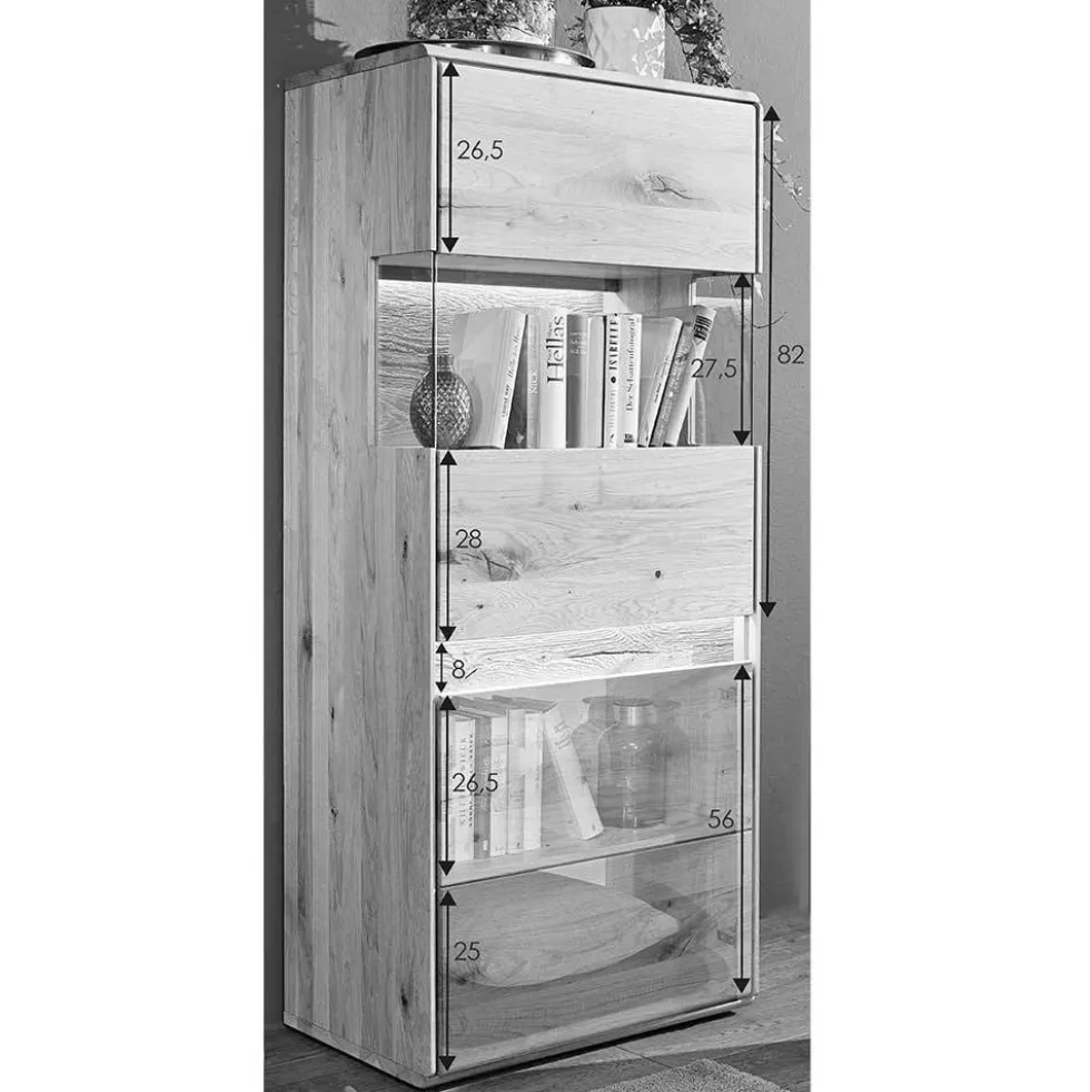 Highboard rechts 63x152cm "Berlin" Kernbuche geölt