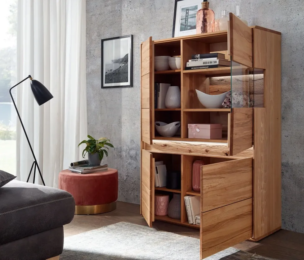 Highboard rechts 103x152cm "Berlin" Kernbuche geölt
