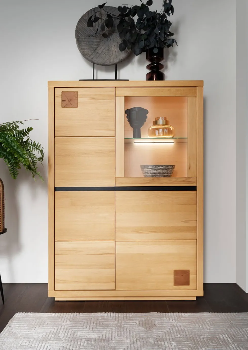 Highboard 103x148cm "Bergamo" Kernbuche geölt WZ-0159