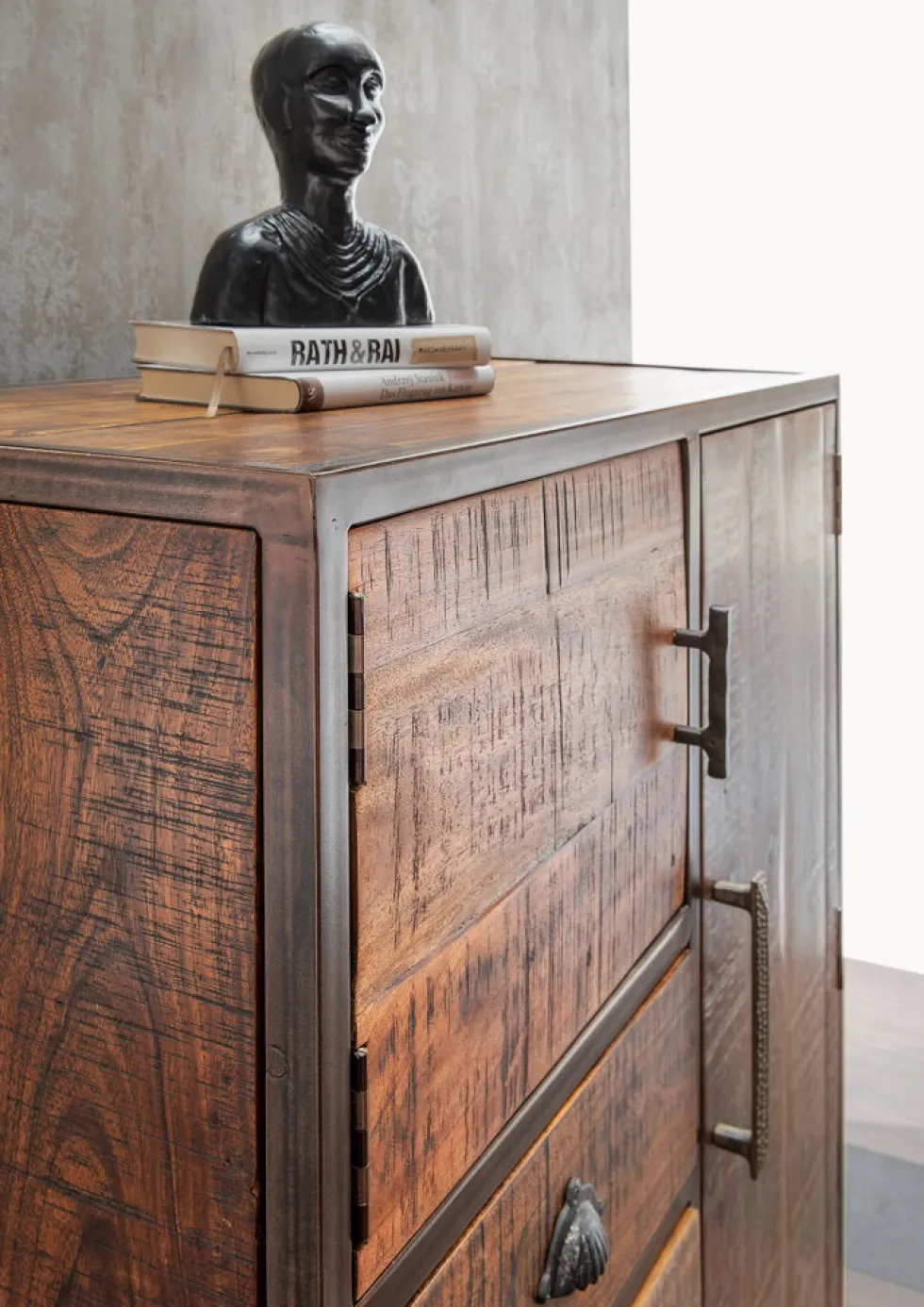 Highboard 90x120cm 'Compton' recyceltes Altholz & Eisen vintage