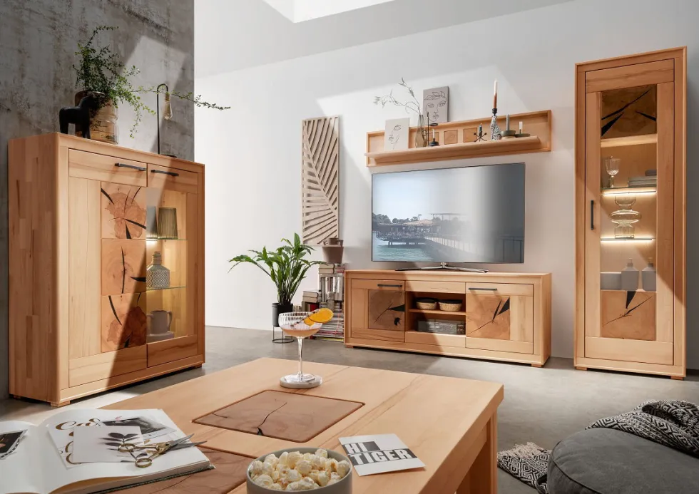 Highboard 103x135cm 'Danzig' Kernbuche geölt