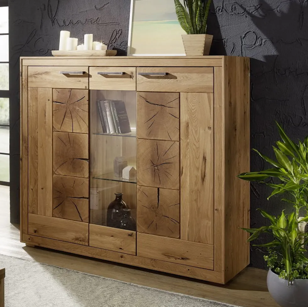 Highboard 150x135cm 'Danzig' Wildeiche geölt