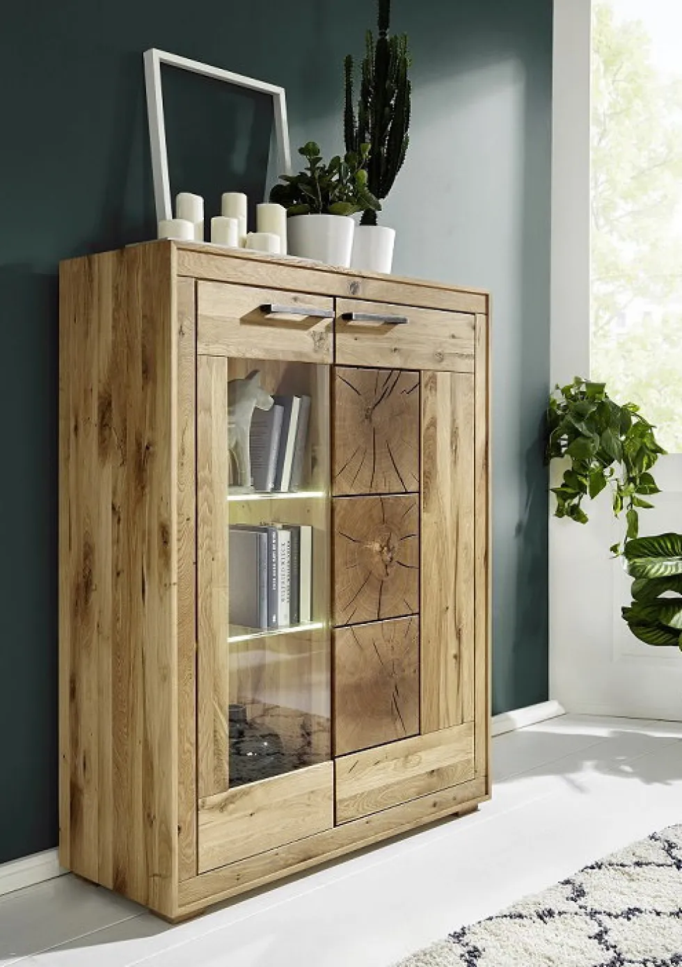 Highboard 103x135cm 'Danzig' Wildeiche geölt