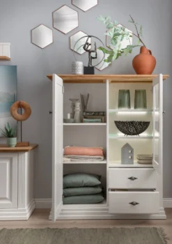 Highboard 113x134cm "Jale" Kiefer & Eiche massiv WZ-0622