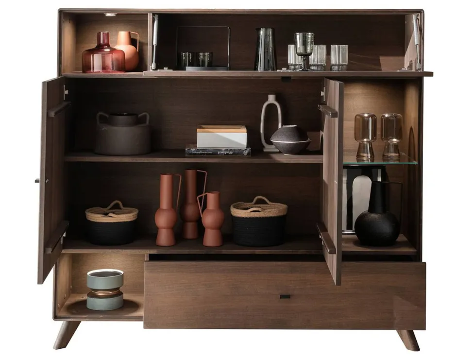 Highboard 157x145cm "Lugano" Kernbuche massiv Tabak geölt