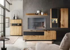 Highboard 165x145cm 'Malaga ' Wildeiche verschiedene Variationen möglich schwarz lackiert