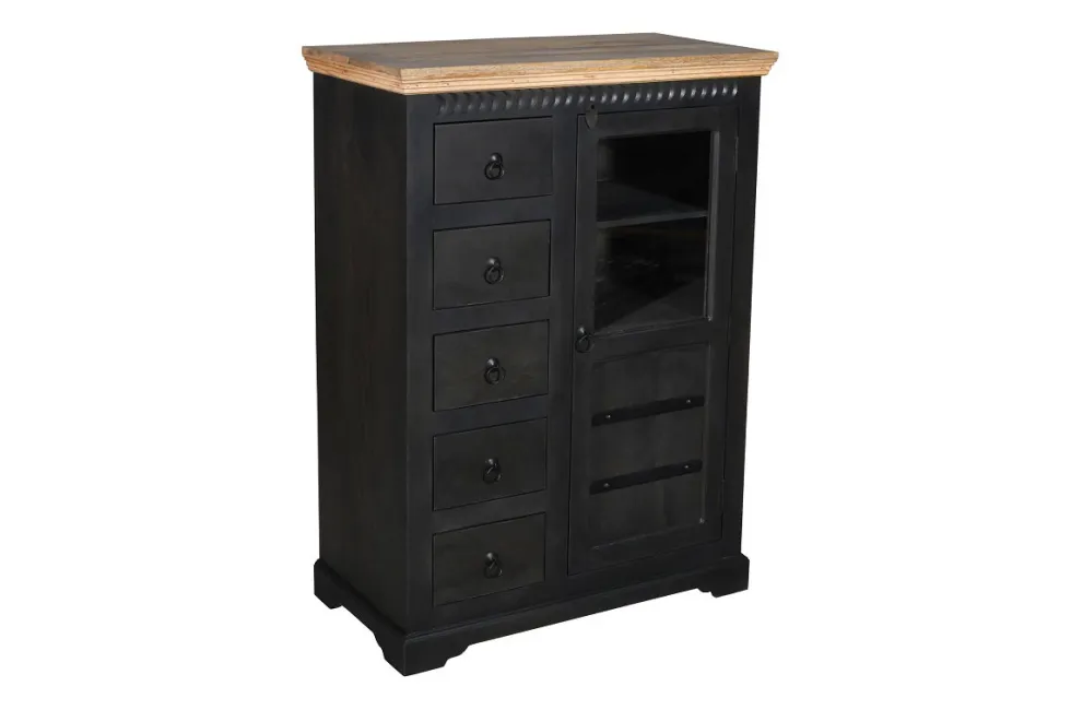 Highboard 95x131cm 'Mumbai' Mango natur & schwarz