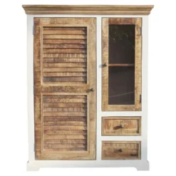 Highboard 100x128cm 'Nizza' Mango weiß natur