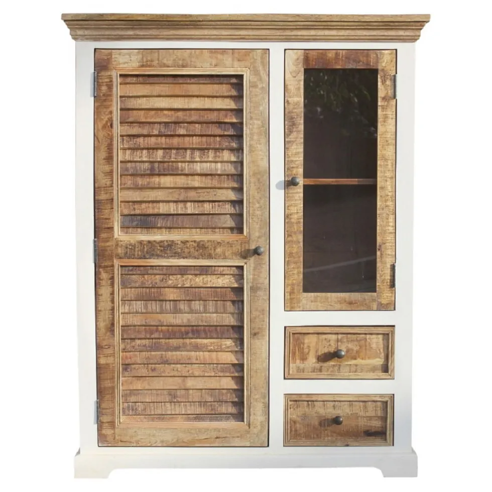 Highboard 100x128cm 'Nizza' Mango weiß natur