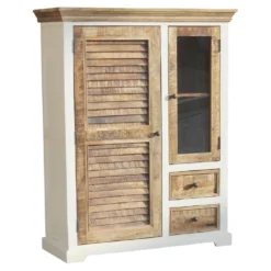 Highboard 100x128cm 'Nizza' Mango weiß natur
