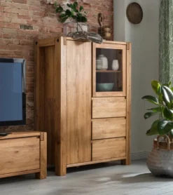 Highboard 119x155cm 'Palermo' Eiche massiv geölt