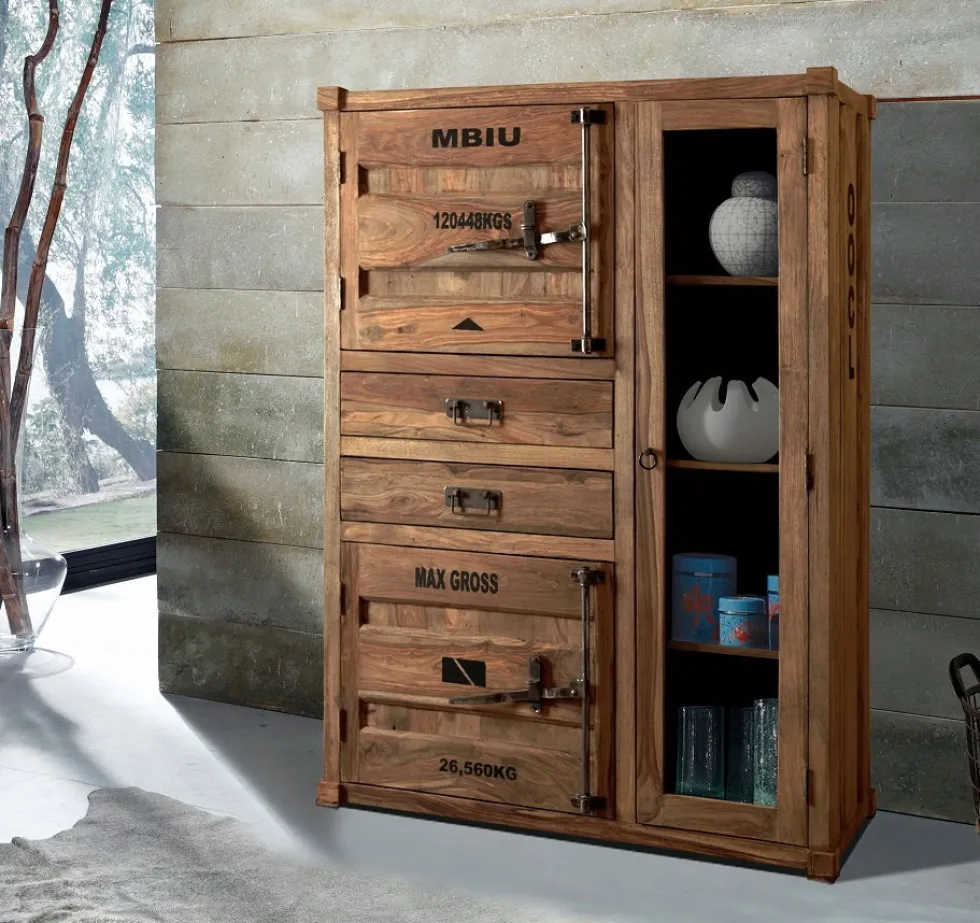 Highboard 110x150cm 'Portland' Sheesham gebeizt