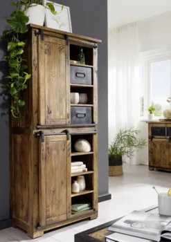 Highboard 80x175cm 'Railroad' Mango Holz & Eisen