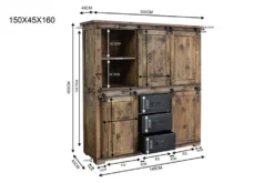 Highboard 150x160cm 'Railroad' Mango & Eisen