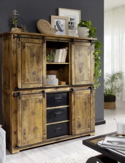 Highboard 150x160cm 'Railroad' Mango & Eisen