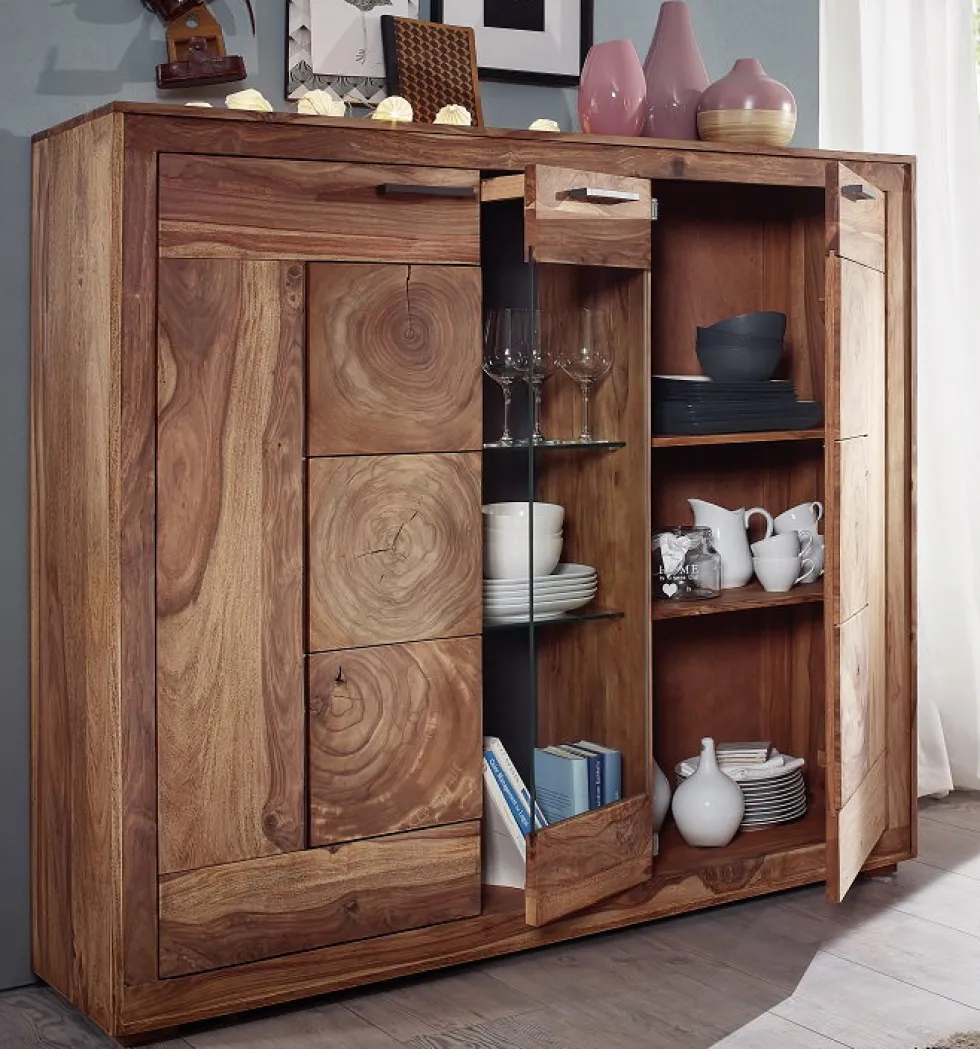 Highboard 150x135cm "Rio" Sheesham massiv