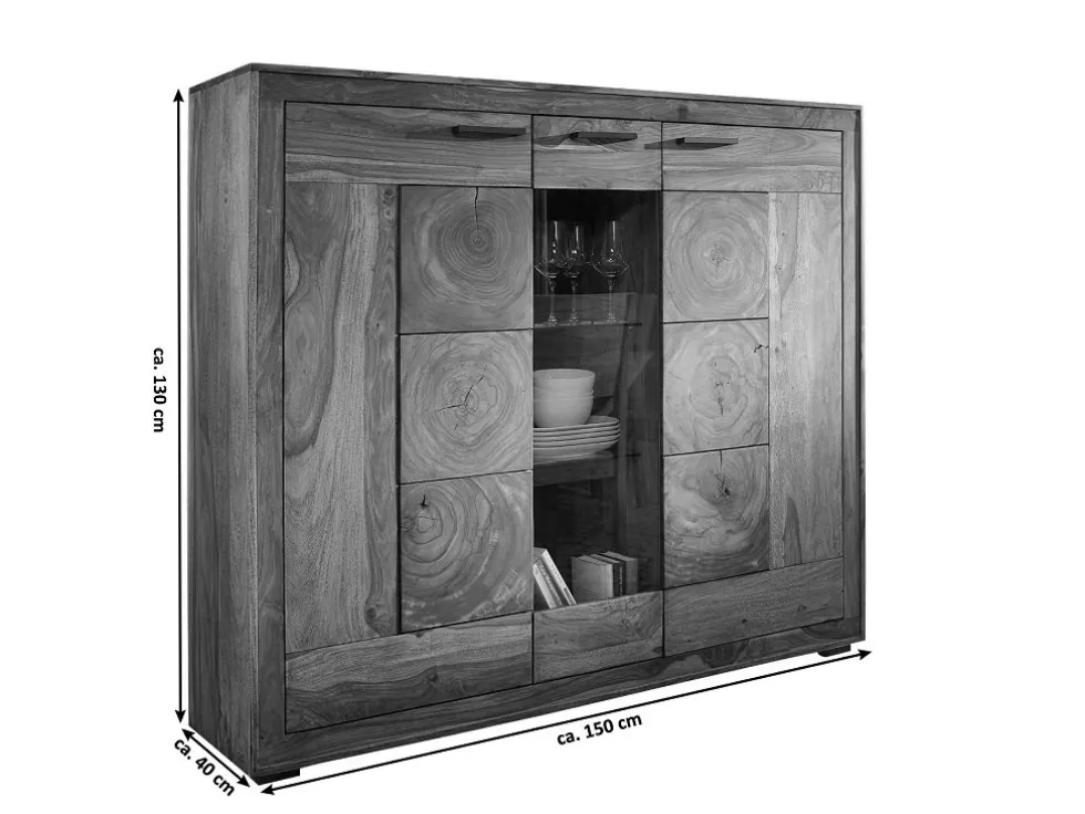 Highboard 150x135cm "Rio" Sheesham massiv