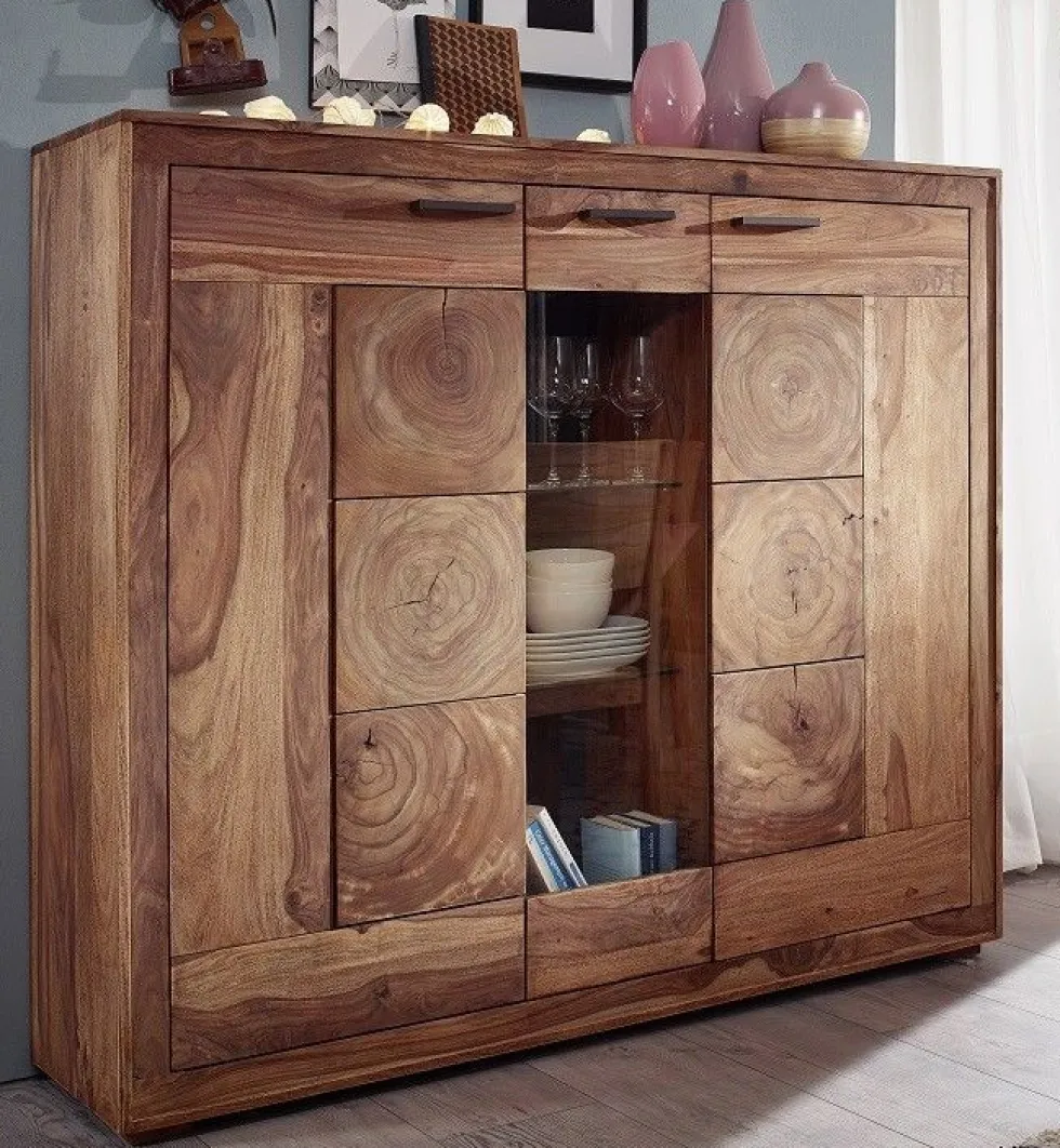 Highboard 150x135cm "Rio" Sheesham massiv