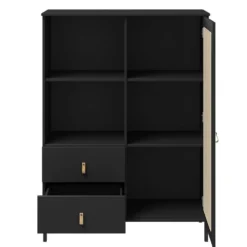 Highboard 100x136cm 'Seattle' Kiefer massiv schwarz