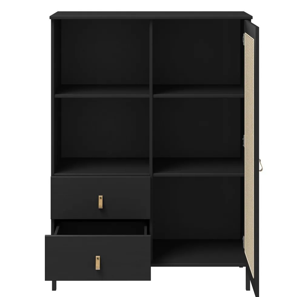 Highboard 100x136cm 'Seattle' Kiefer massiv schwarz