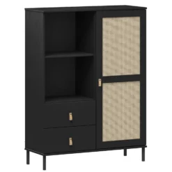 Highboard 100x136cm 'Seattle' Kiefer massiv schwarz
