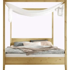 Himmelbett verschieden Breiten 'Jana' Kiefer massiv laugenfarbig 200x200cm