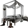 Himmelbett verschieden Breiten 'Jana' Kiefer massiv weiß gewachst 200x200cm