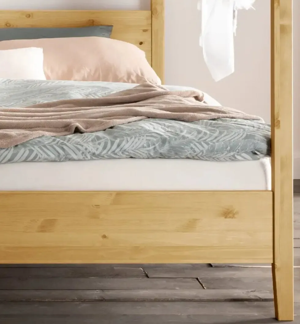 Himmelbett verschieden Breiten 'Jana' Kiefer massiv laugenfarbig 140x200cm