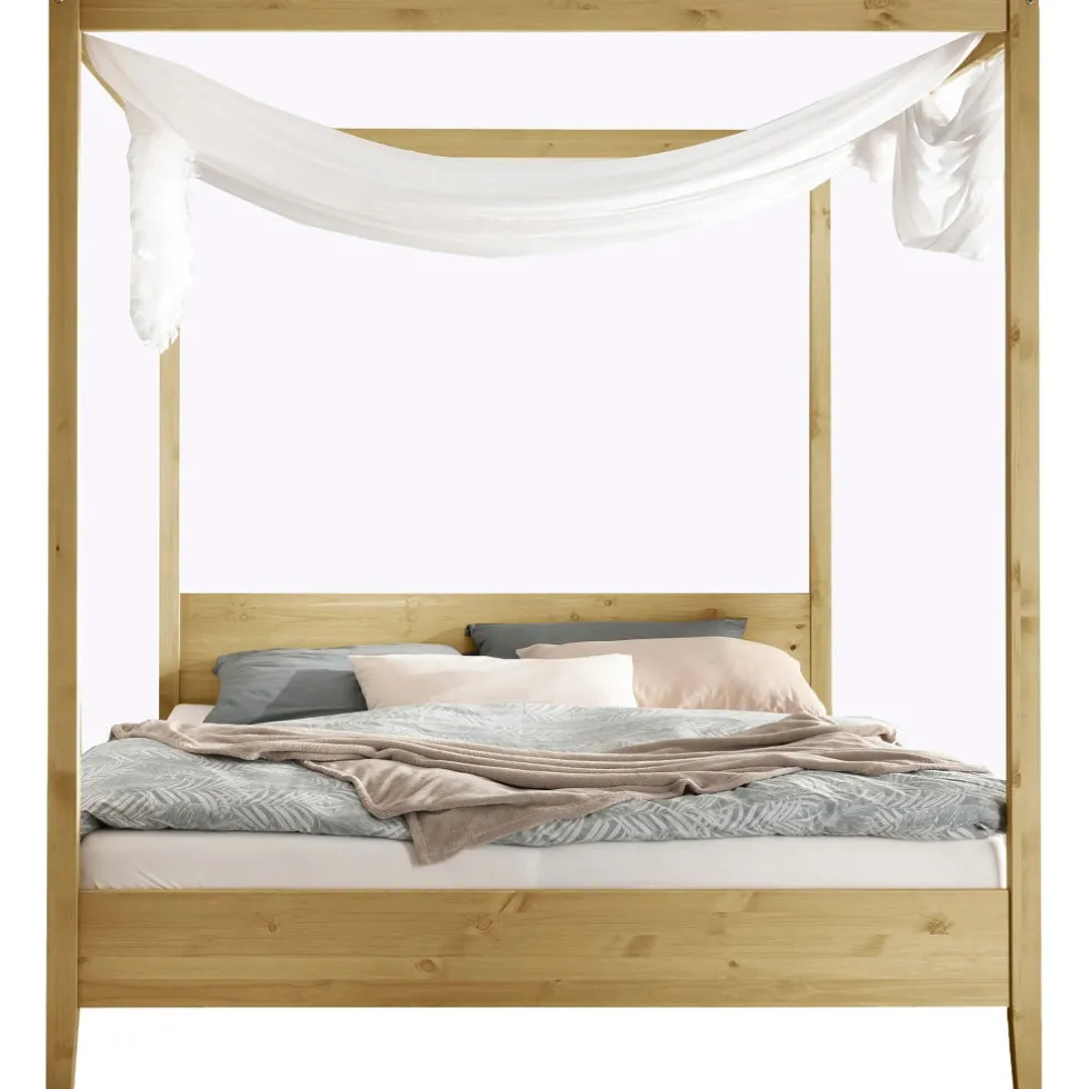 Himmelbett verschieden Breiten 'Jana' Kiefer massiv laugenfarbig 140x200cm