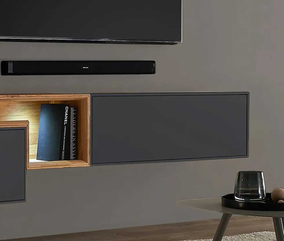 Hängeelement 105cm 'Locarno' MDF anthrazit mit Klappe