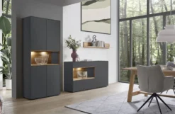 Hängeelement 140cm 'Locarno' MDF anthrazit mit Schubkasten