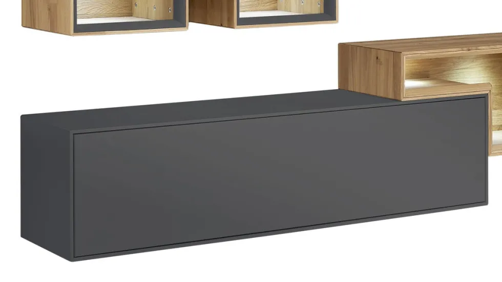 Hängeelement 140cm 'Locarno' MDF anthrazit mit Schubkasten