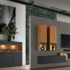 Hängeelement 180cm 'Locarno' Wildeiche massiv & MDF anthrazit