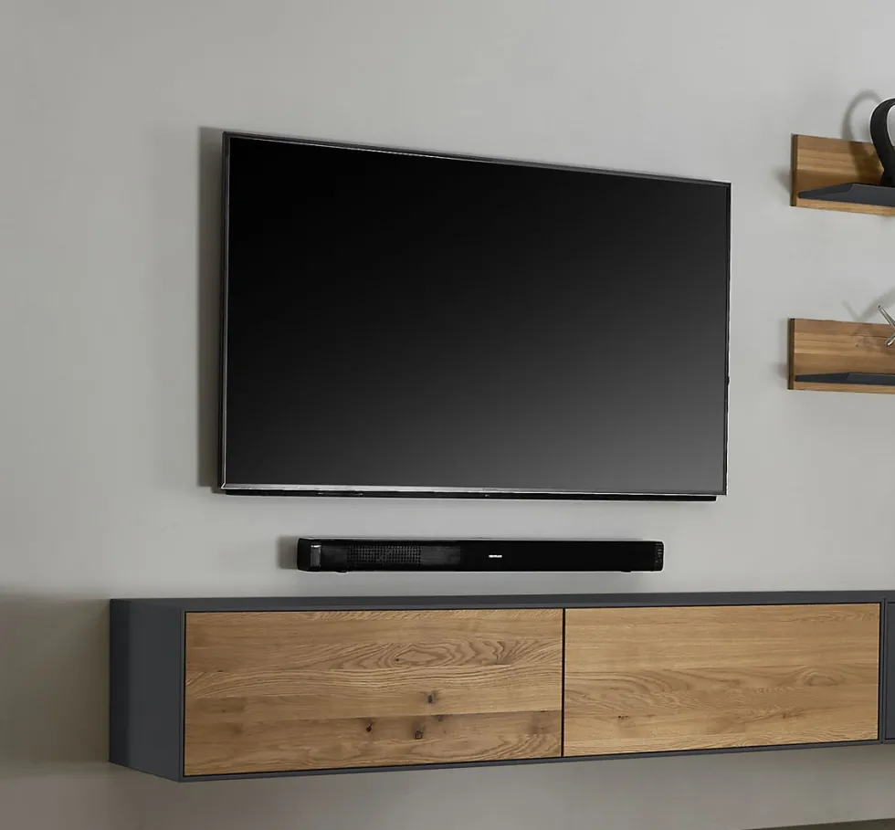 Hängeelement 180cm 'Locarno' Wildeiche massiv & MDF anthrazit