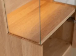 Hängevitrine inkl.Beleuchtung 43x142cm 'Triest' Wildeiche massiv Glas