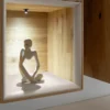 Hängevitrine 35x120cm 'Locarno' Wildeiche massiv & Rahmen MDF creme inkl.Beleuchtung