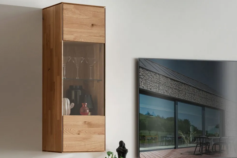 Hängevitrine 40x123cm 'Prag' Wildeiche geölt WZ-0546