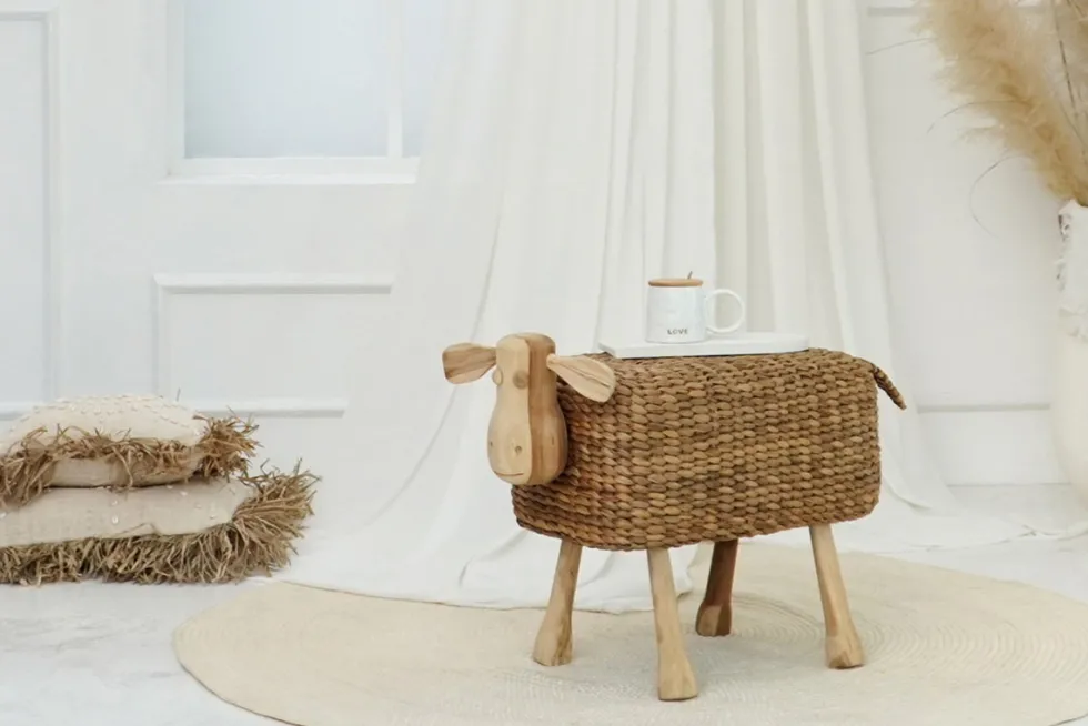 Hocker/Beistelltisch "Holger" Teakholz massiv