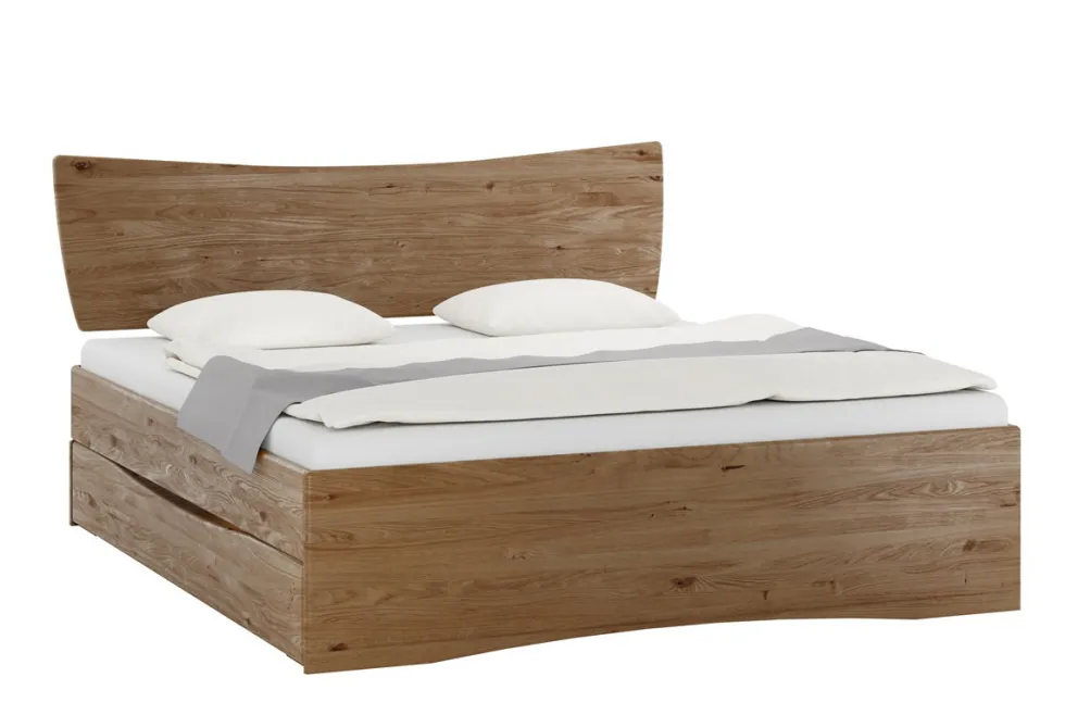Jugendbett mit Bettkästen 140x200cm "Faro" Wildeiche massiv geölt