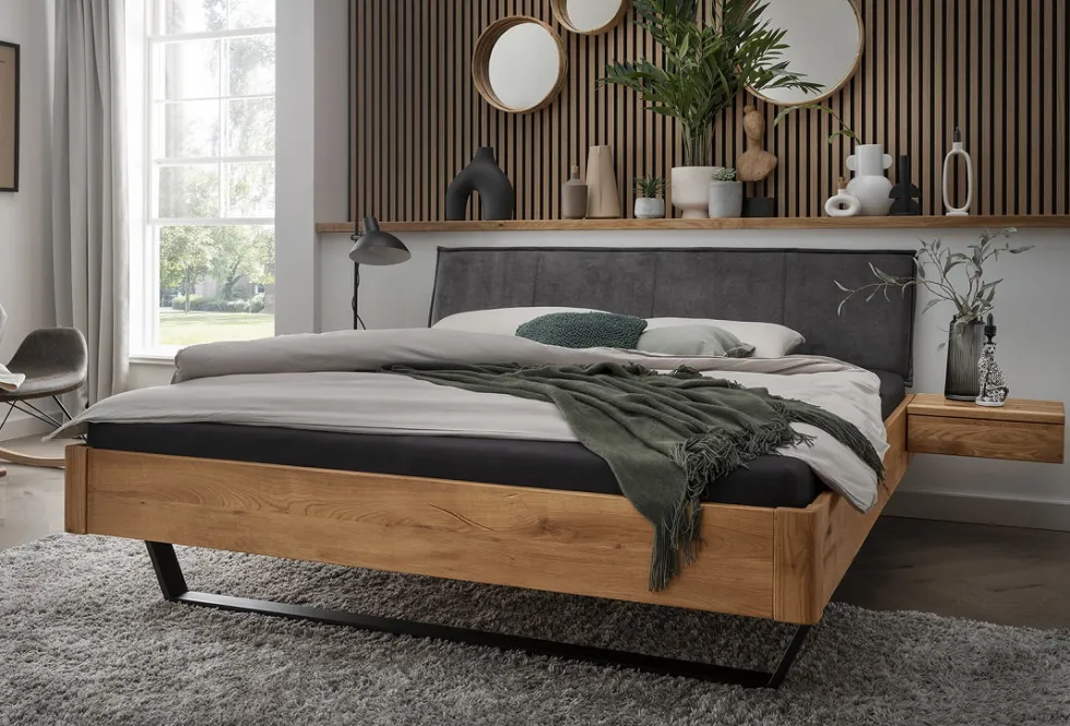 Jugendbett 'Mona V' 140x200cm Wildeiche geölt
